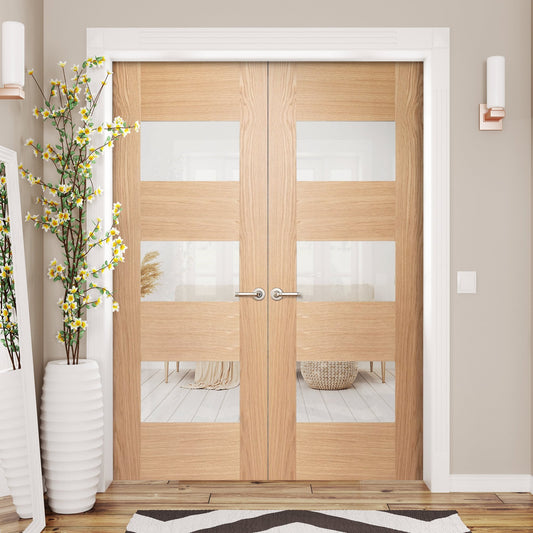 Internal Oak Fully Finished Edison 7P 3 Light Glazed Pair Door (121360)