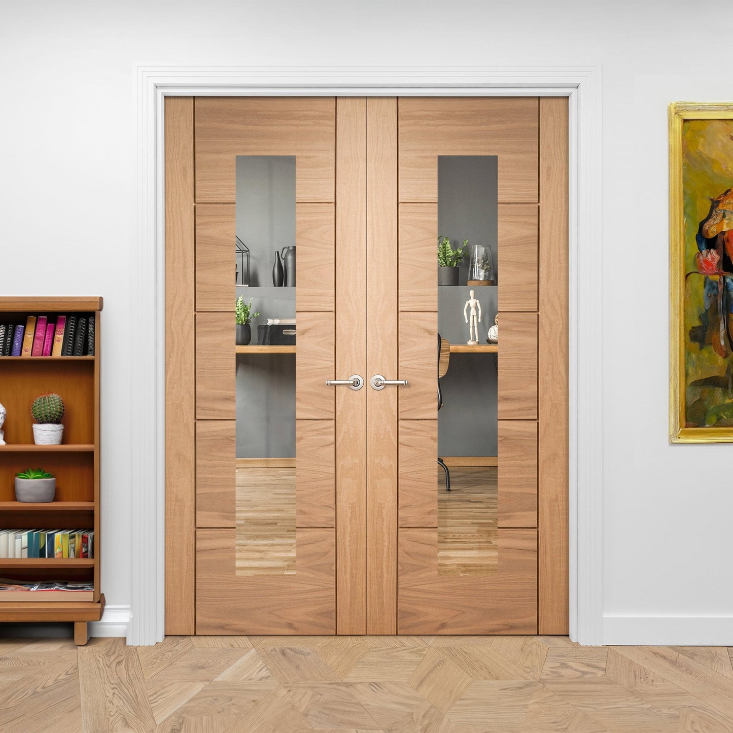 Internal Oak Unfinished Parma 1 Light Glazed Pair Door (121379)