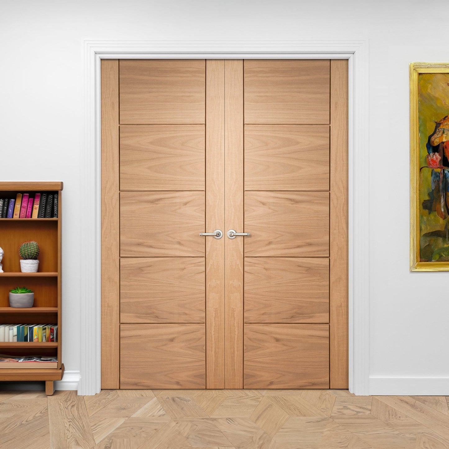 Internal Oak Unfinished Parma 5 Panel Pair Door (121380)