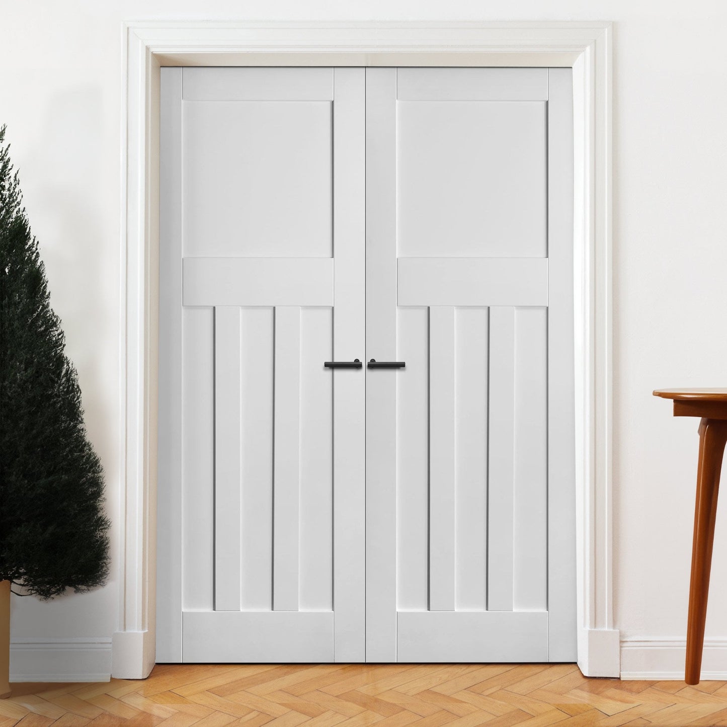 Internal White Primed 1930's DX 4 Panel Pair Door (121396)