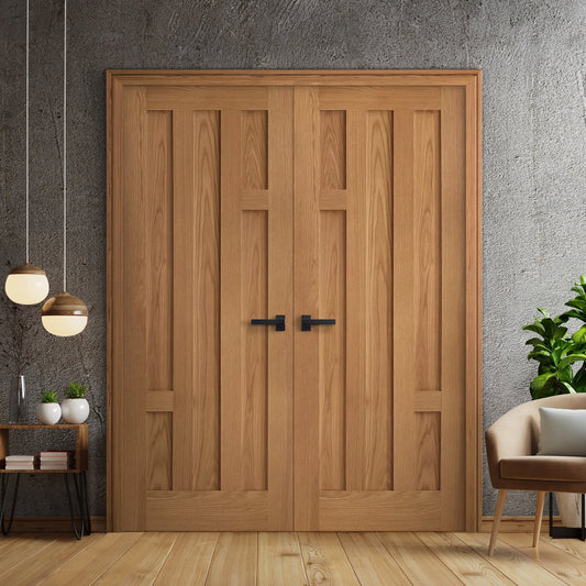 Internal Oak Fully Finished Stamford 5 Panel Pair Door (121371)