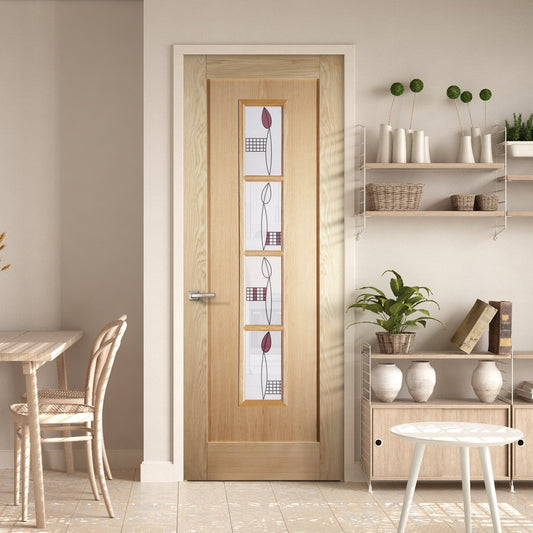 Oak Internal Unfinished Mackintosh 4 Light Clear Glass Door (121682)