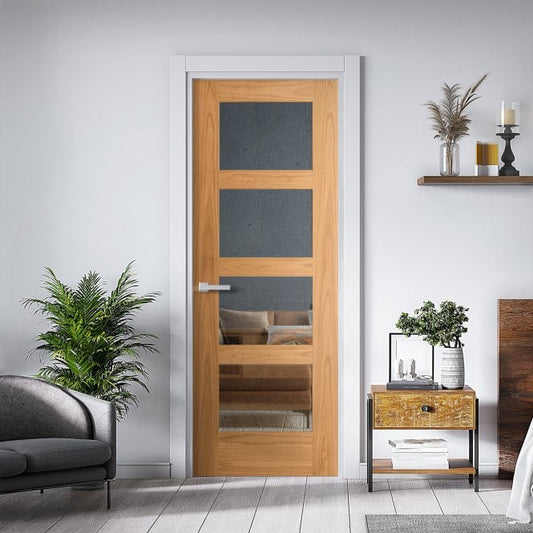 White Oak Internal Fully Finished Shaker 4 Light Clear Glass Door (121786)