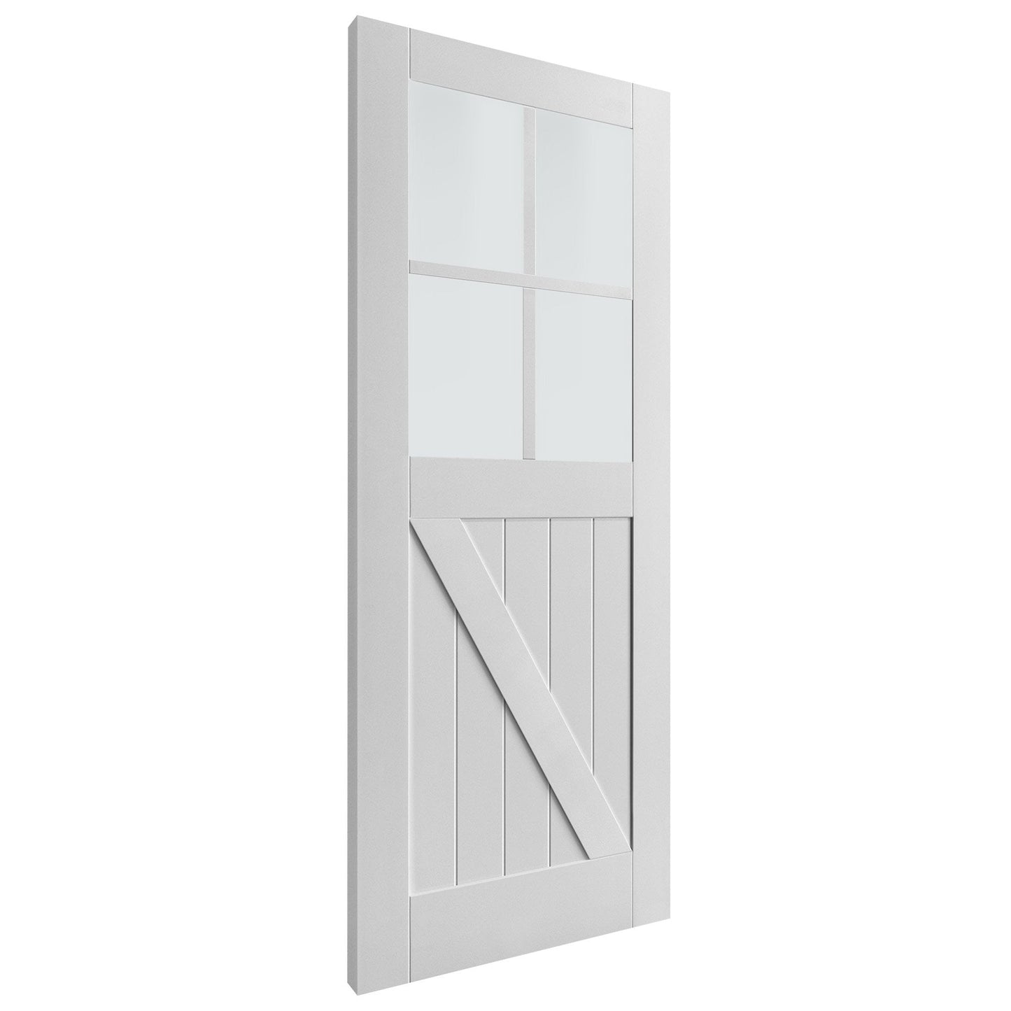 White Internal Primed Barn 4 Light Obscure Glass FLB Made-to-Measure Door