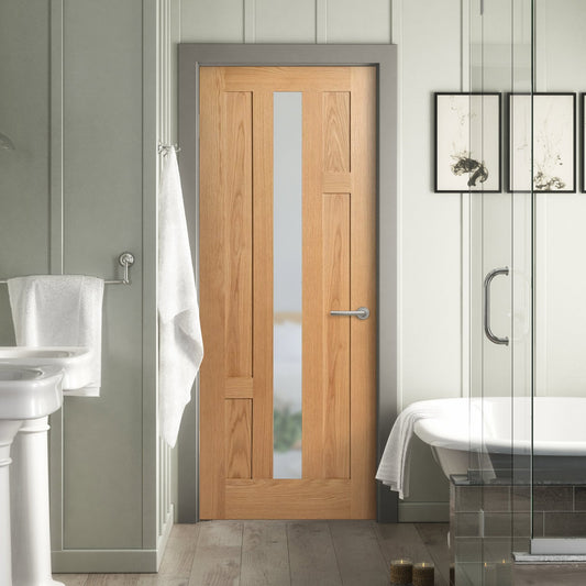 Oak Internal Fully Finished Stamford 4 Panel 1 Light Obscure Glass Made-to-Measure Door