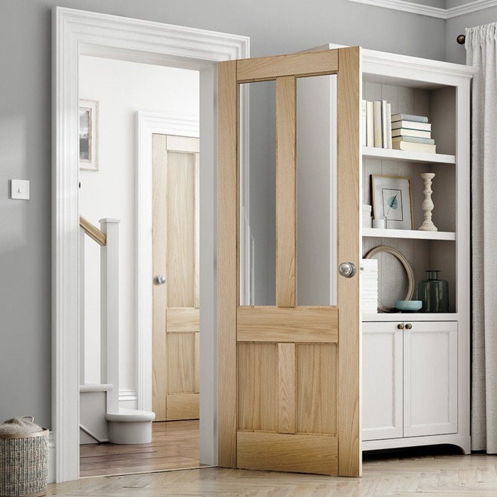 Oak Internal Unfinished 4 Light Clear Glass Deco Door (121700)