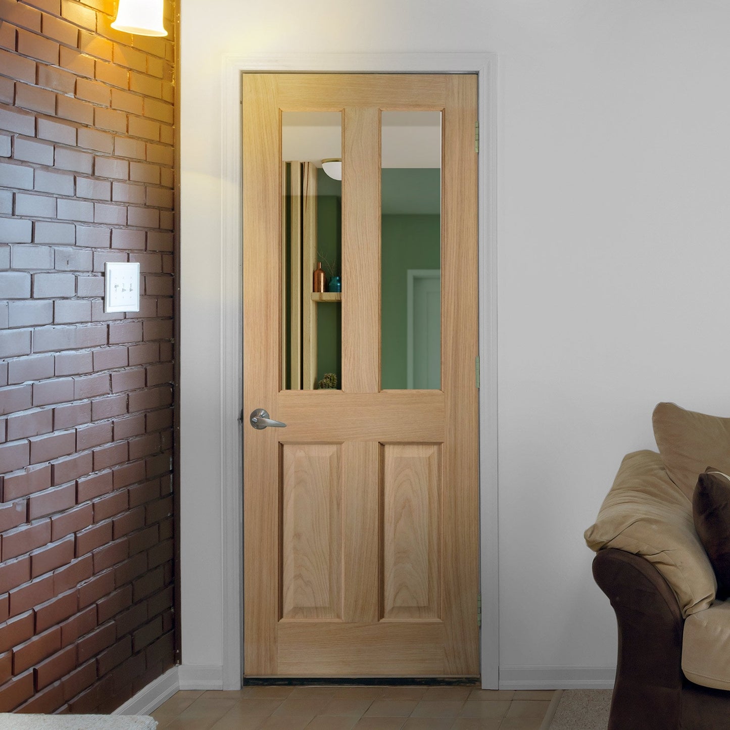 White Oak Internal Fully Finished 2 Light Clear Glass Oregon Door (121757)