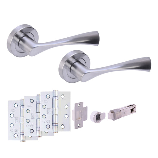 Oasis Round Rose Lever Fire Rated Handle Pack - Satin Chrome (341519)