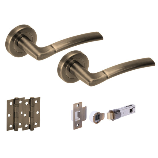 Orbit Internal Lever Handle Latch Pack, Antique Brass (108086)