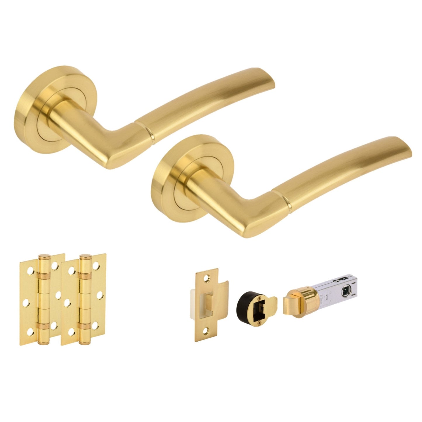 Orbit Round Rose Lever Door Handle Set - Satin Brass (341535)