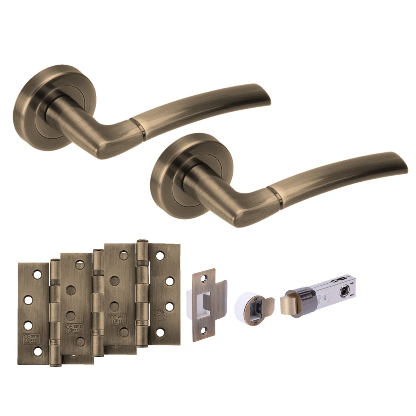 Orbit Round Rose Lever Fire Rated Handle Pack - Antique Bronze (341531)