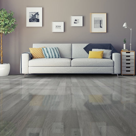 Silver Grey Oak - Glamour 12mm High Gloss Laminate Flooring (122132)