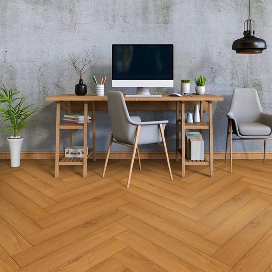 Warm Harvest Oak - Comfort Luxe 12mm Laminate Herringbone Flooring (122147)