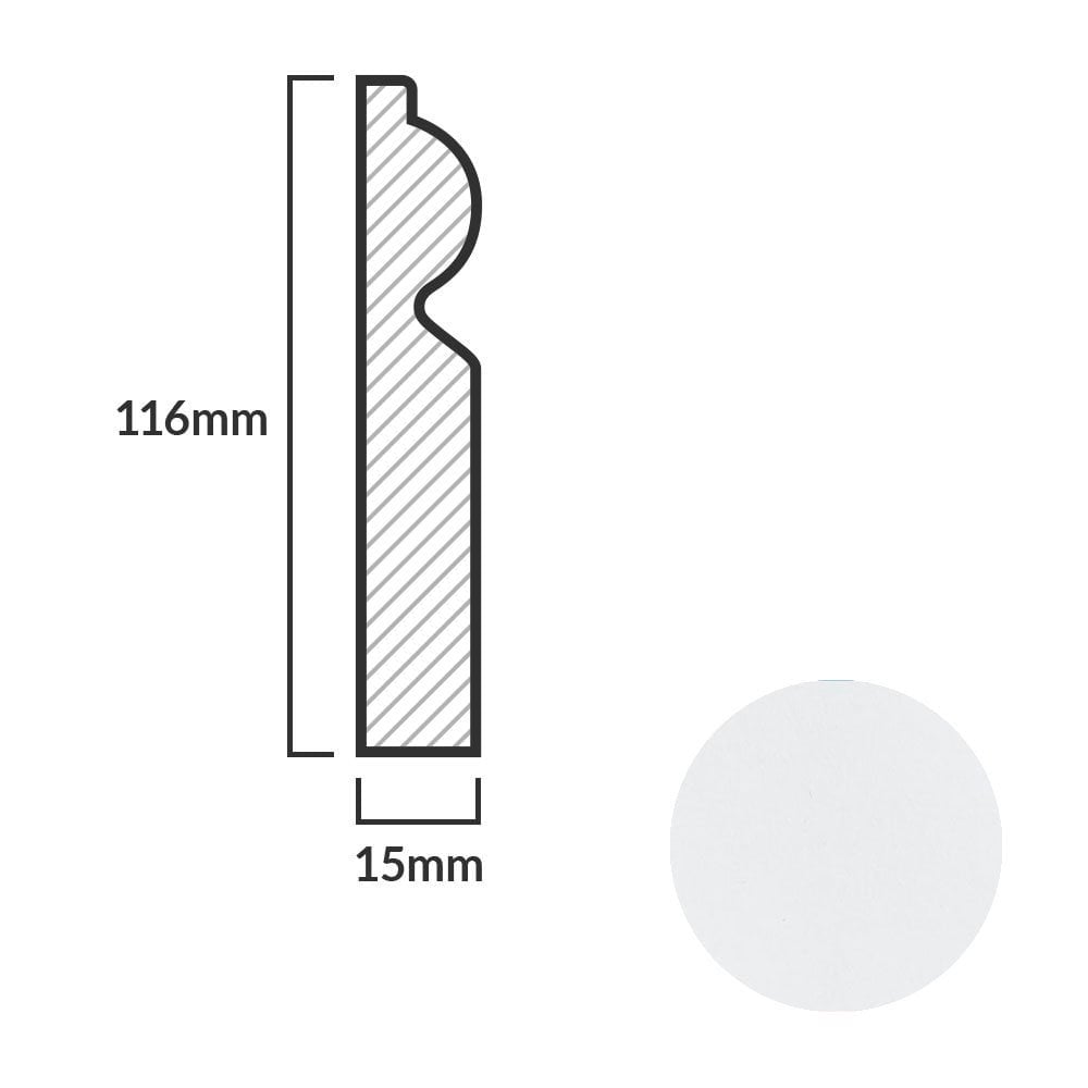 White - 2.4m Torus Laminate Skirting Board (84888)