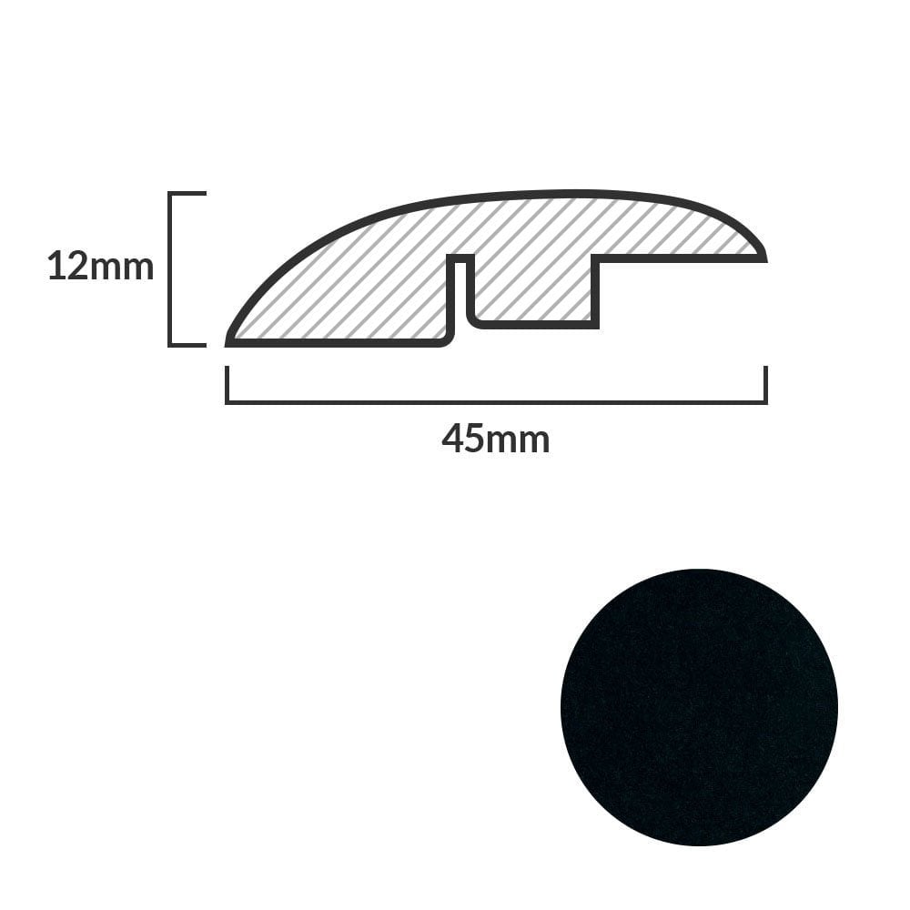 Black - 2.4m Round Pencil Laminate Adapting Door Profile (84890)