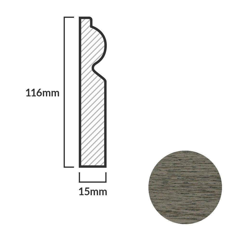 Medium Grey - 2.4m Torus Laminate Skirting Board (84930)