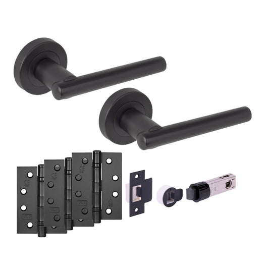 Solus Round Rose Lever Fire Rated Handle Pack - Matt Black (341540)