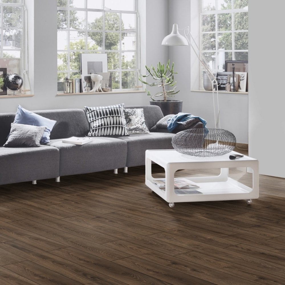 Krono Original | Espresso Carpenter Oak Atlantic 10mm Handscraped Moisture Resistant Laminate Sample - K479 (SKU-344672)
