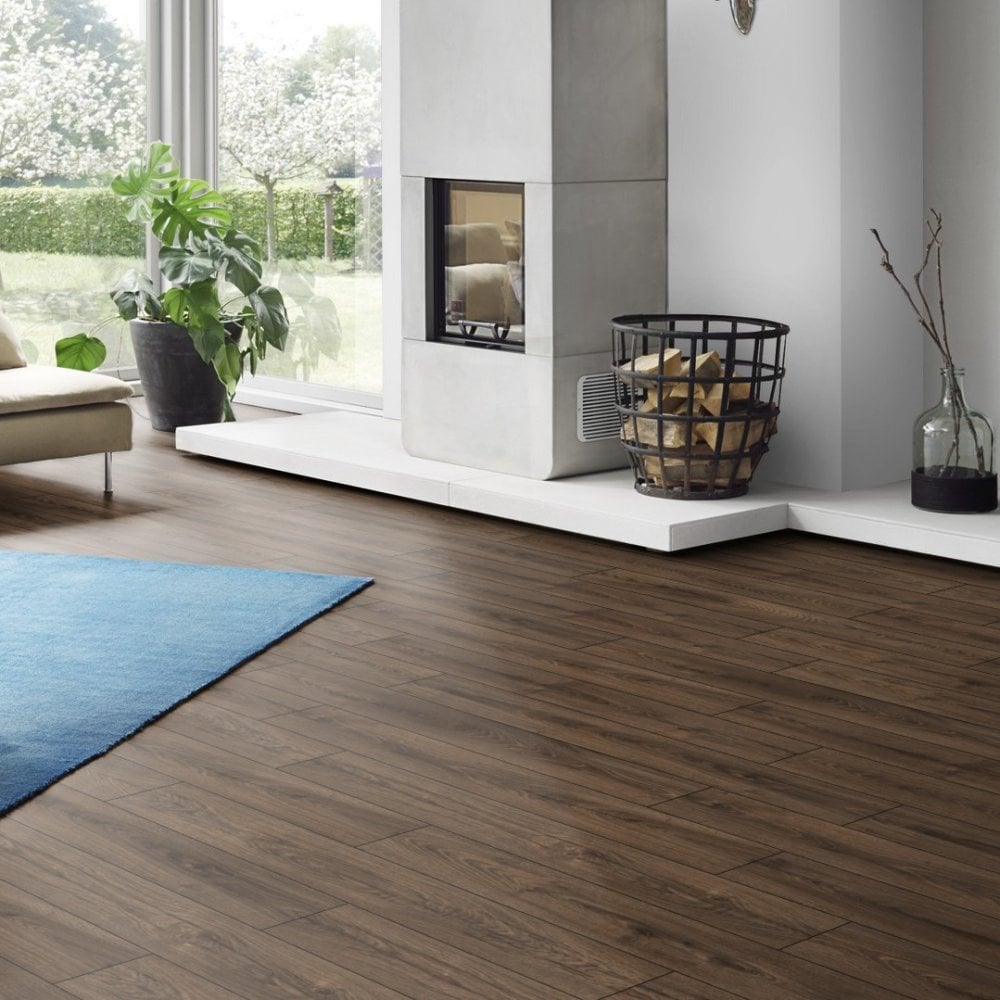 Krono Original | Espresso Carpenter Oak Atlantic 10mm Handscraped Moisture Resistant Laminate Sample - K479 (SKU-344672)