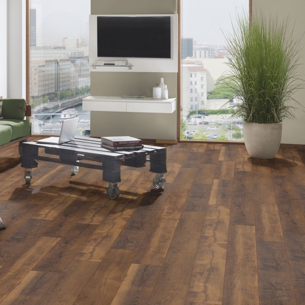 Krono Original | Laguna Oak Altantic 10mm Handscraped Moisture Resistant Laminate Sample - K411 (SKU-344667)