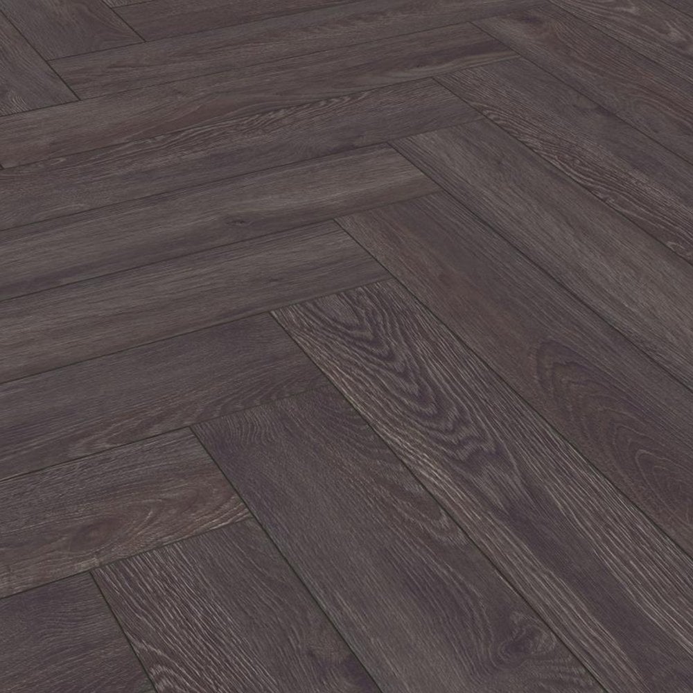 Kronotex | Elba Oak Black - Herringbone 8mm Laminate Sample - D6010 (SKU-344535)