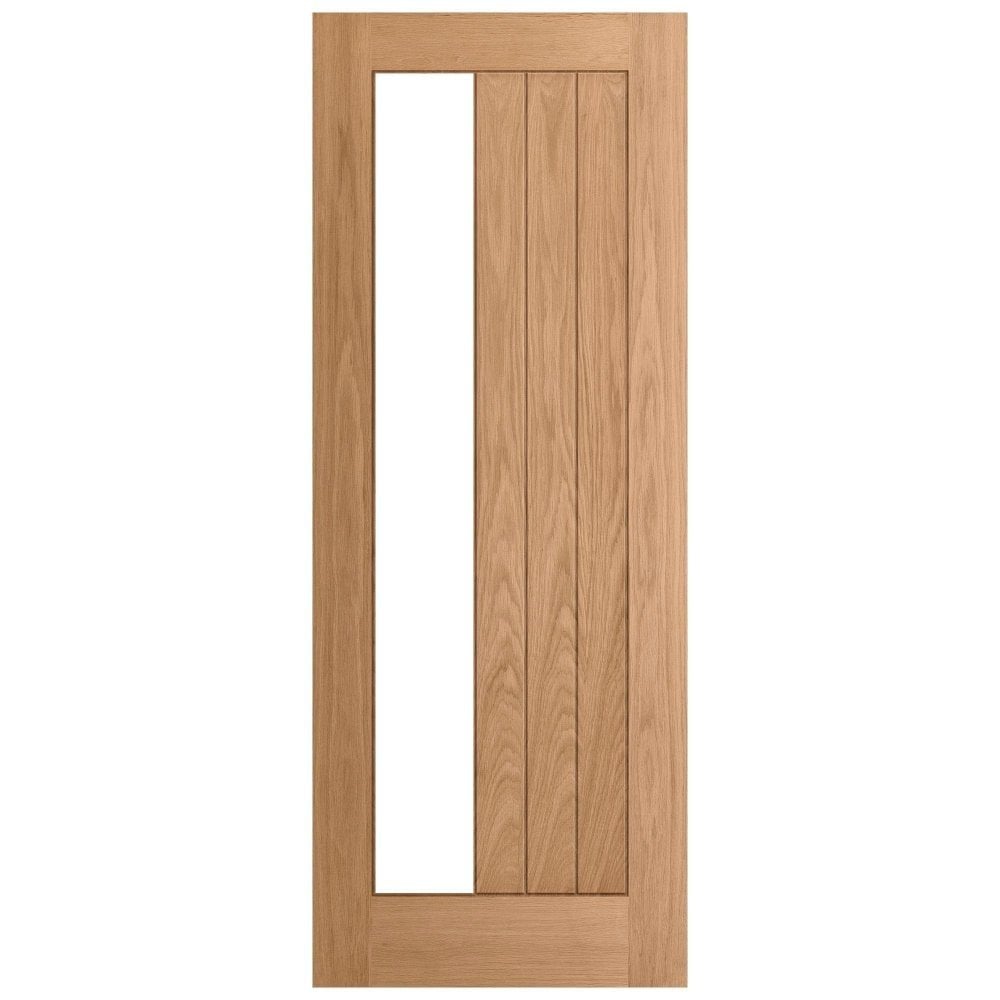 Oak Internal Unfinished Farley 1 Light Clear Offset Glass Made-to-Measure FD30 Fire Door (122630)