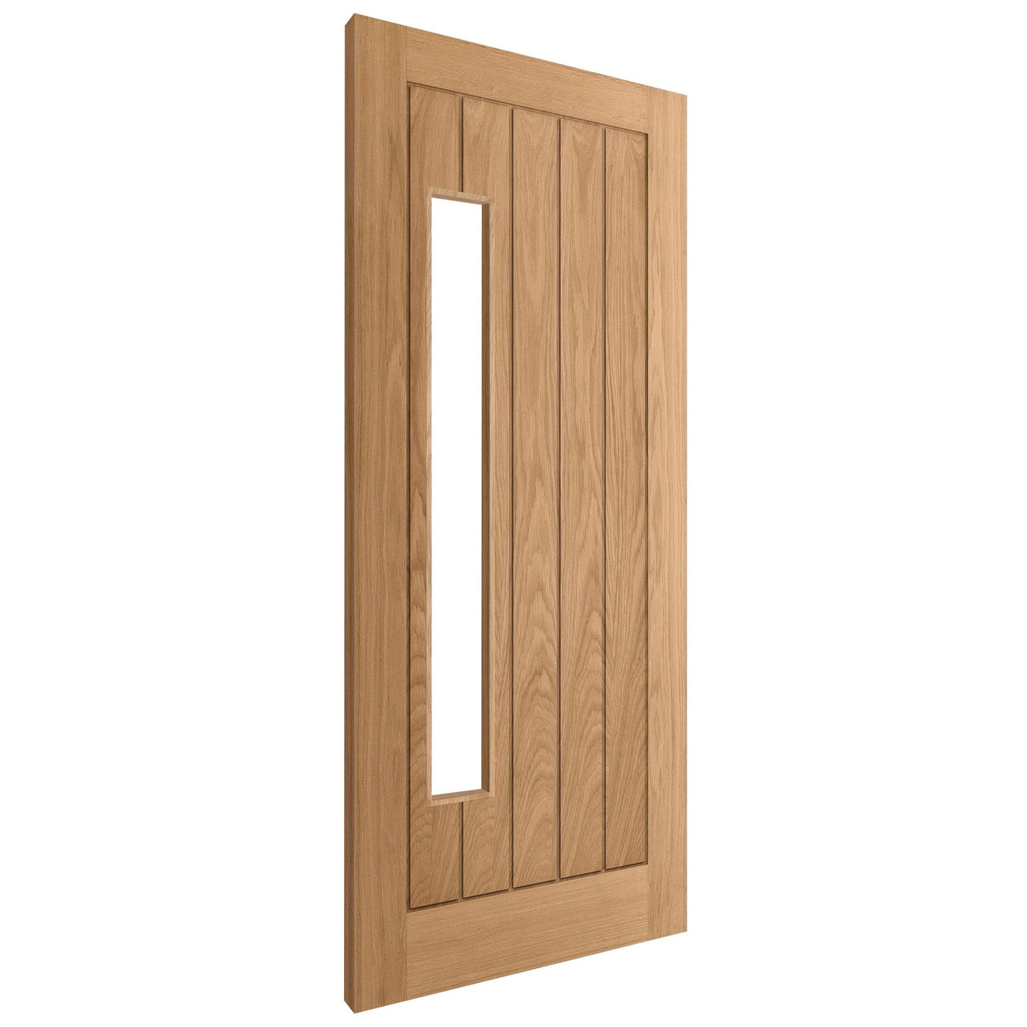 Oak External Unfinished Farley 1 Light Obscure Double Offset Glass Door (EXTOAKFAR1LOFF)