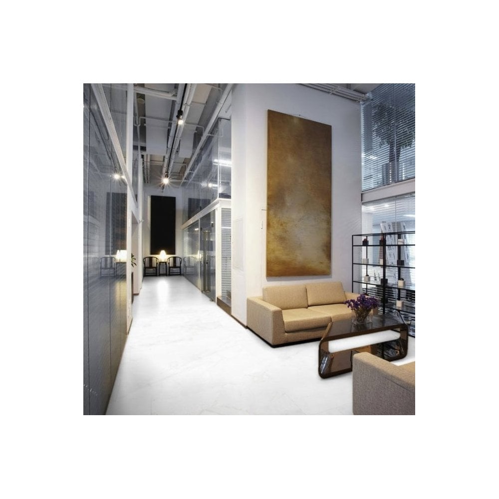 White Marble - Lustre Stone 8mm High Gloss Laminate Sample (122548-SAMPLE)