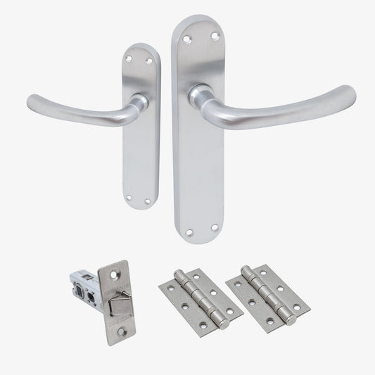 Palace Lever on Backplate Door Handle Set - Satin Chrome (122272)