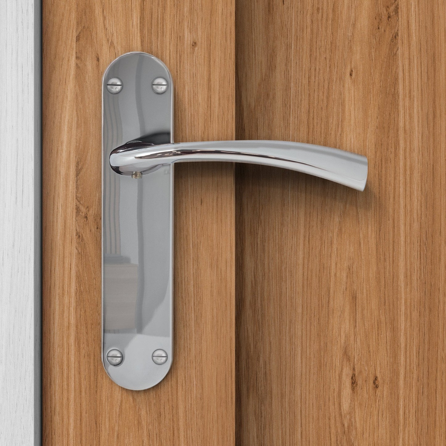 E-Zeta Lever on Backplate Door Handle Set - Polished Chrome (122266)