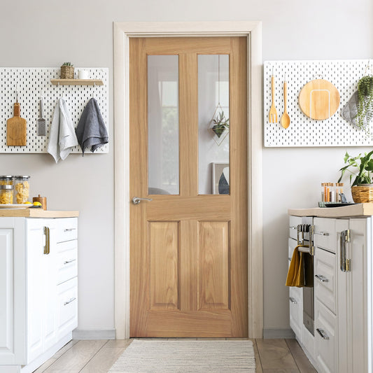 White Oak Internal Unfinished Oregon 2 Light Clear Glass Door (121792)