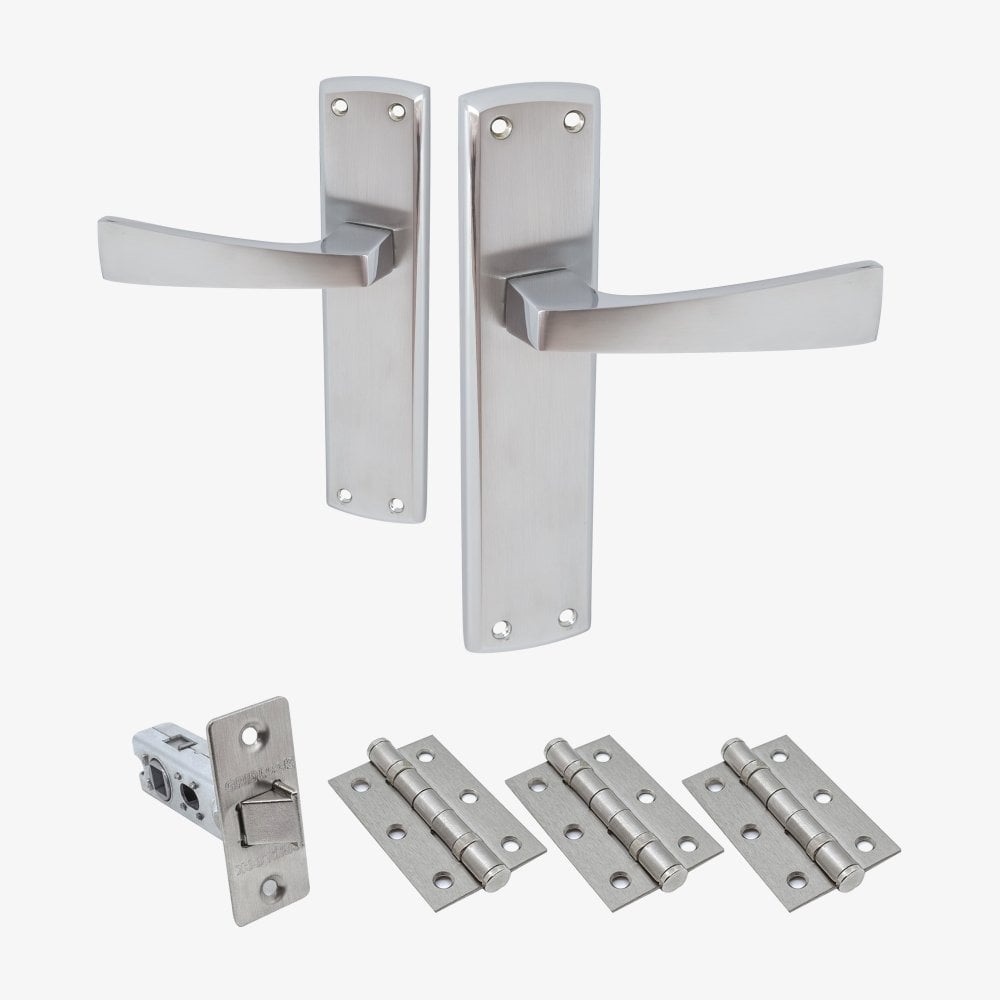 Ritz Lever on Backplate Fire Door Handle Set - Polished Chrome / Satin Chrome (122290)