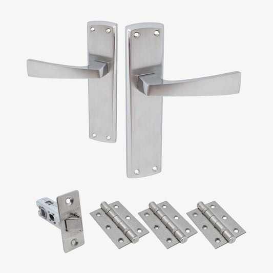Ritz Lever on Backplate Fire Door Handle Set - Polished Chrome / Satin Chrome (122290)