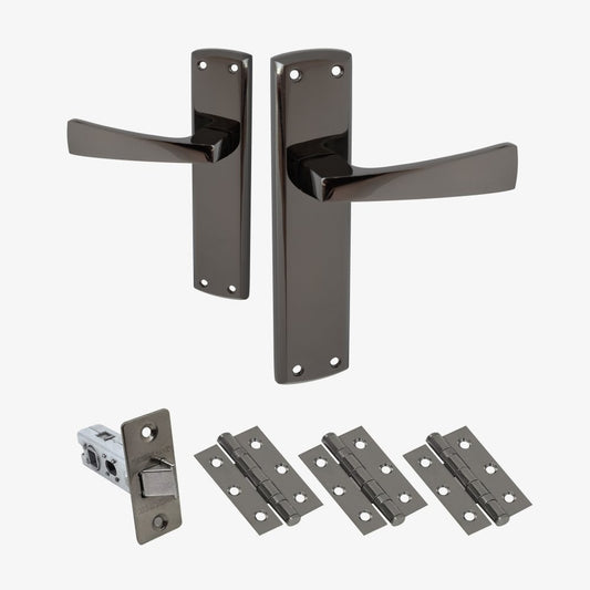 Ritz Lever on Backplate Fire Door Handle Set - Black Nickel (122283)