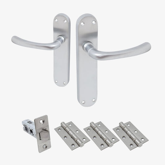 Palace Lever on Backplate Fire Door Handle Set - Satin Chrome (122278)