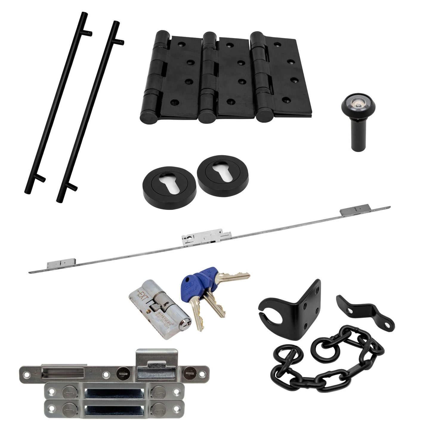 Circular Autolock 900mm External Pull Handle Set - Matt Black (122901)