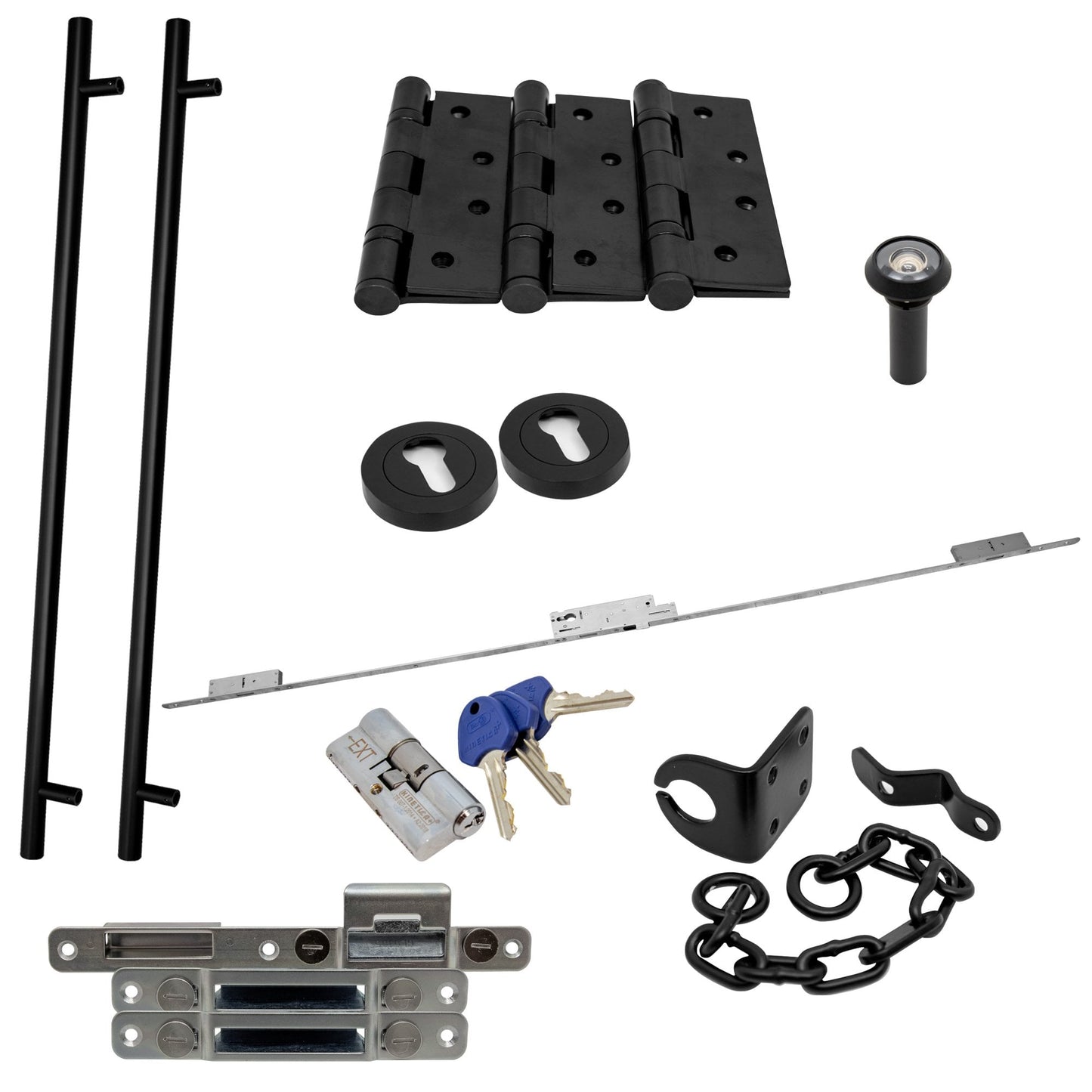 Circular Autolock 1500mm External Pull Handle Set - Matt Black (122903)