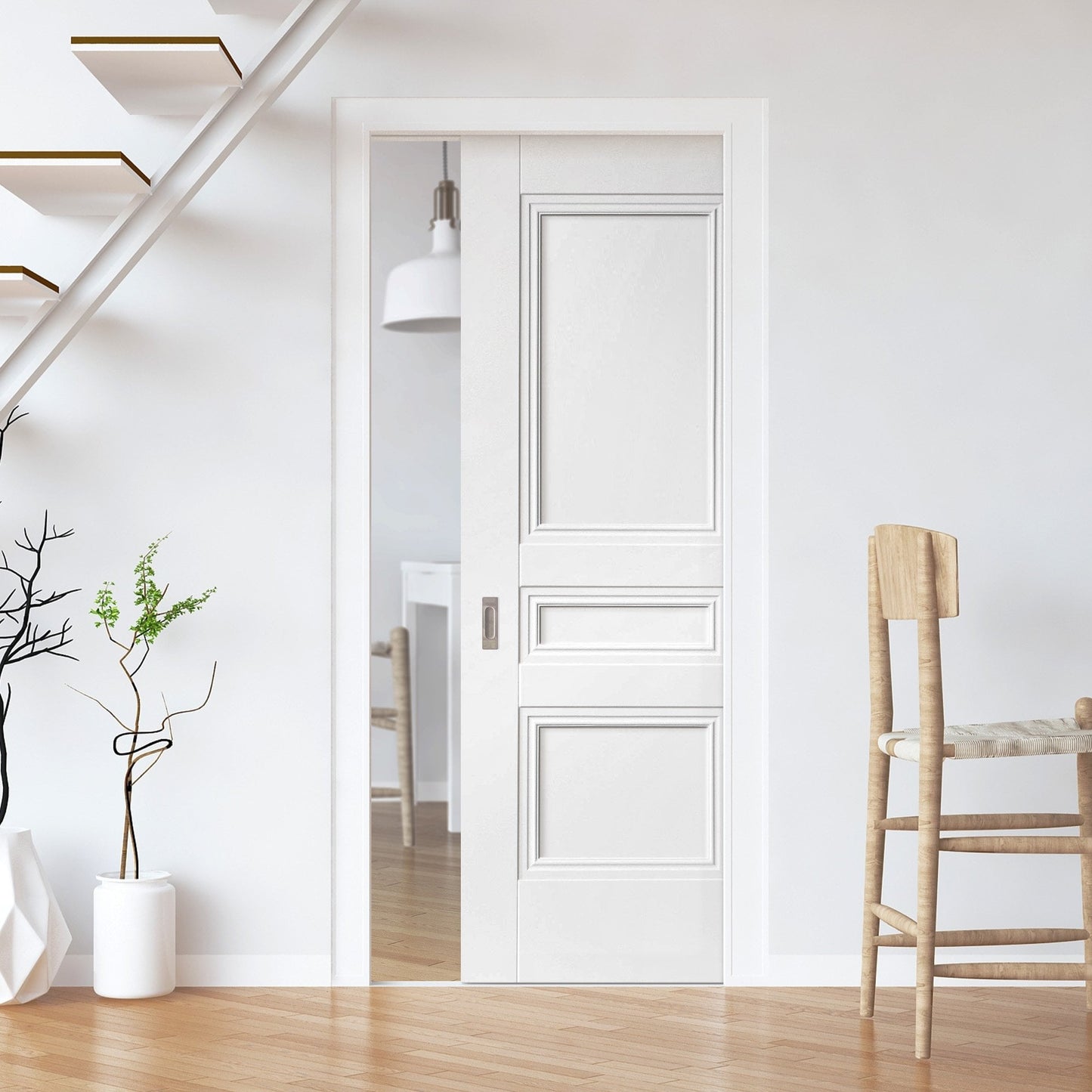 White Primed Internal Elegance Henley Framed Pocket Door Set (123250)