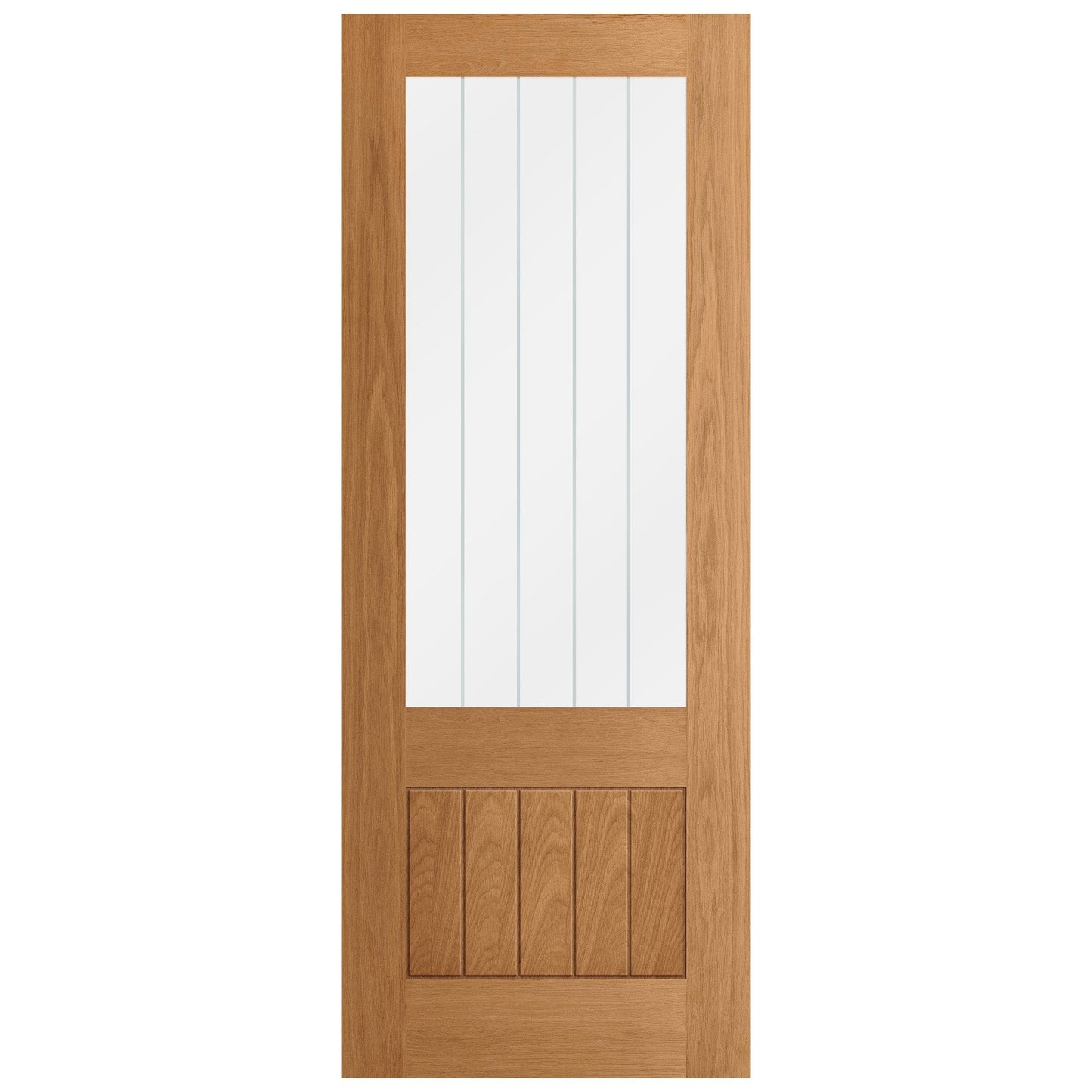 Oak Internal Fully Finished Farley 1 Panel 1 Light Obscure Lined Clear Glass Made-to-Measure Door (120482)