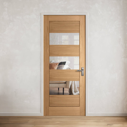 White Oak Internal 4 Panel Horizontal Oregon 4 Light Clear Glass Door (121814)