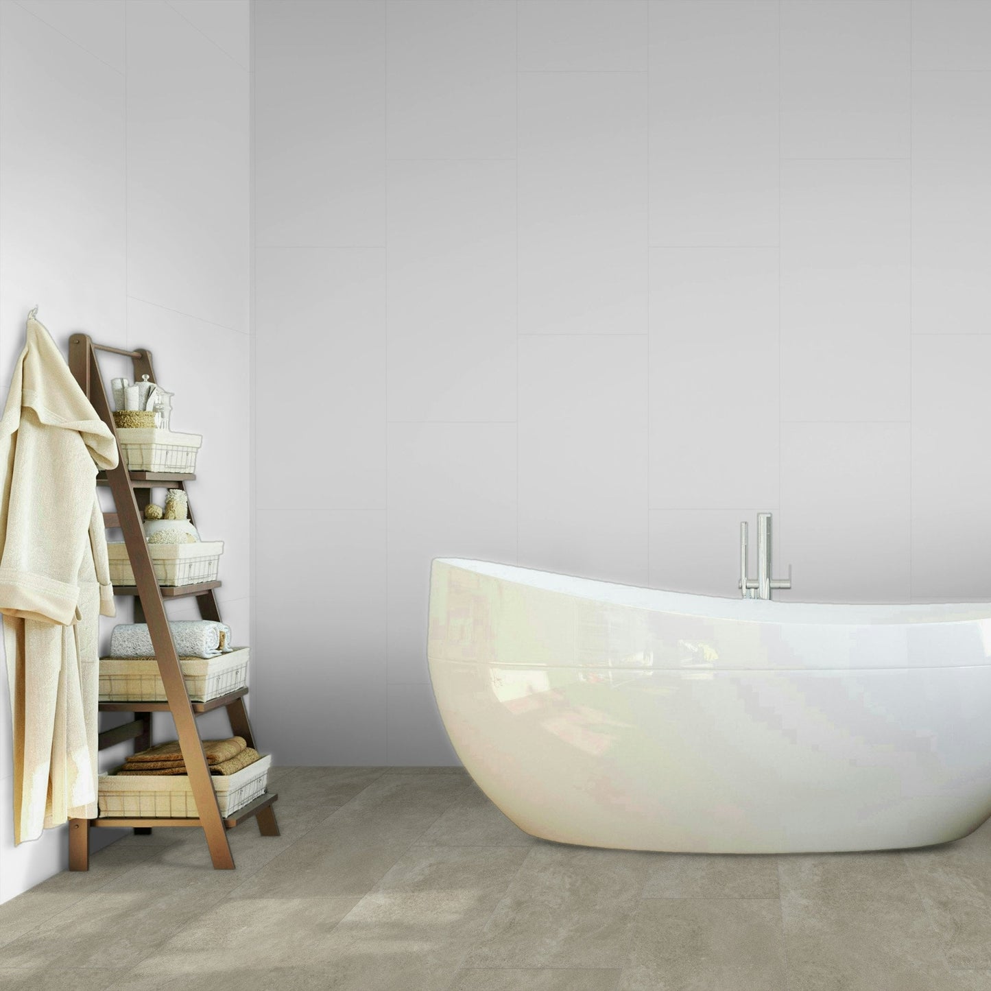 White - Lustre Stone 800 x 400mm Waterproof Wall Panelling (122687)