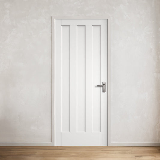 White Internal Primed Delfino 3 Panel Vertical KF Door (121738)