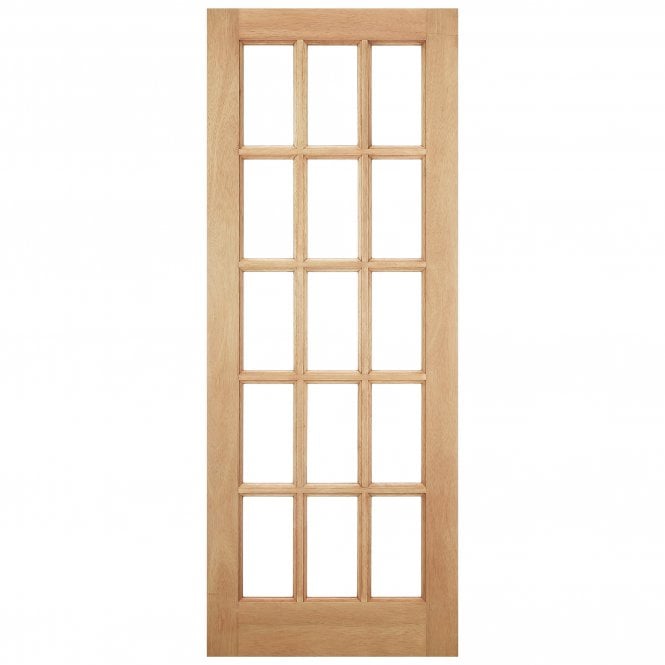White Oak Internal Unfinished 15 Light Clear Glass KF Door (121784)