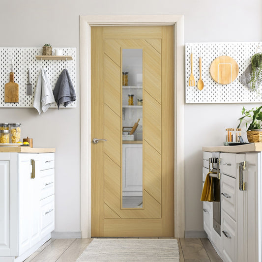 Blonde Oak Internal Fully Finished Endure Laminate Stockholm Clear Glass Door (122005)
