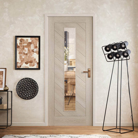 Ivory Fully Finished Internal Endure Laminate Stockholm Clear Glass Door (122008)