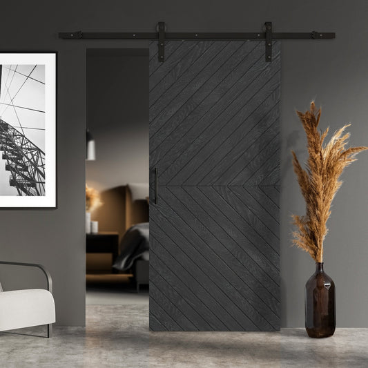 Ash Grey Internal Fully Finished Chevron Barn Door (124136)