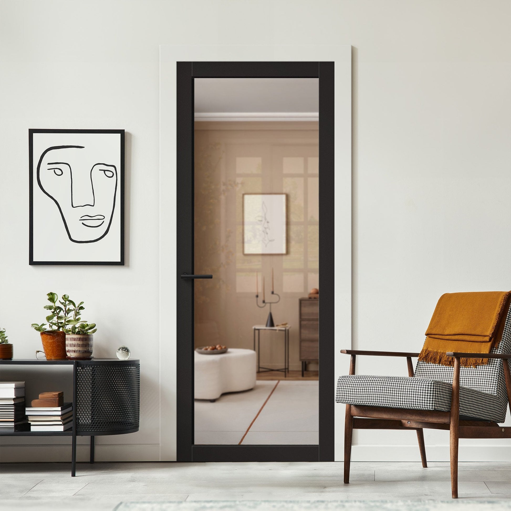 Graphite Black Internal Fully Finished Industrial Studio 1 Light Clear Glass Door (108316)