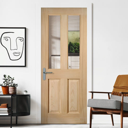 White Oak Internal Fully Finished 2 Light Clear Glass Oregon Door (121757)