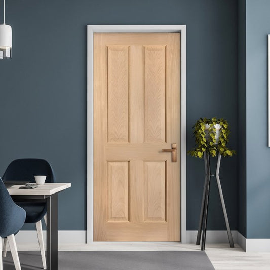 White Oak Internal Fully Finished 4 Panel Oregon FD30 Fire Door (121758)