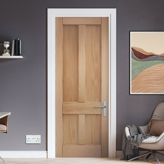 Oak Internal Unfinished 4 Panel Deco Door (121701)